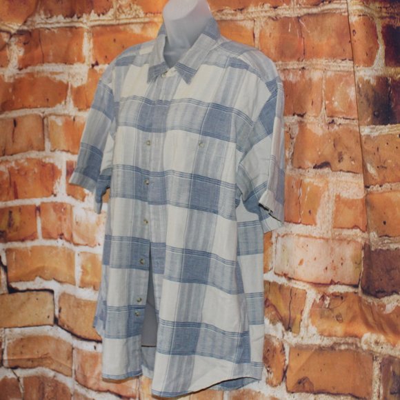 Stoneriver Blue Plaid L Short Sleeve Button Up - Picture 2 of 11